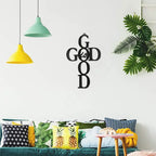 Black Cross Metal Wall Art - God Is Good Decor Sign