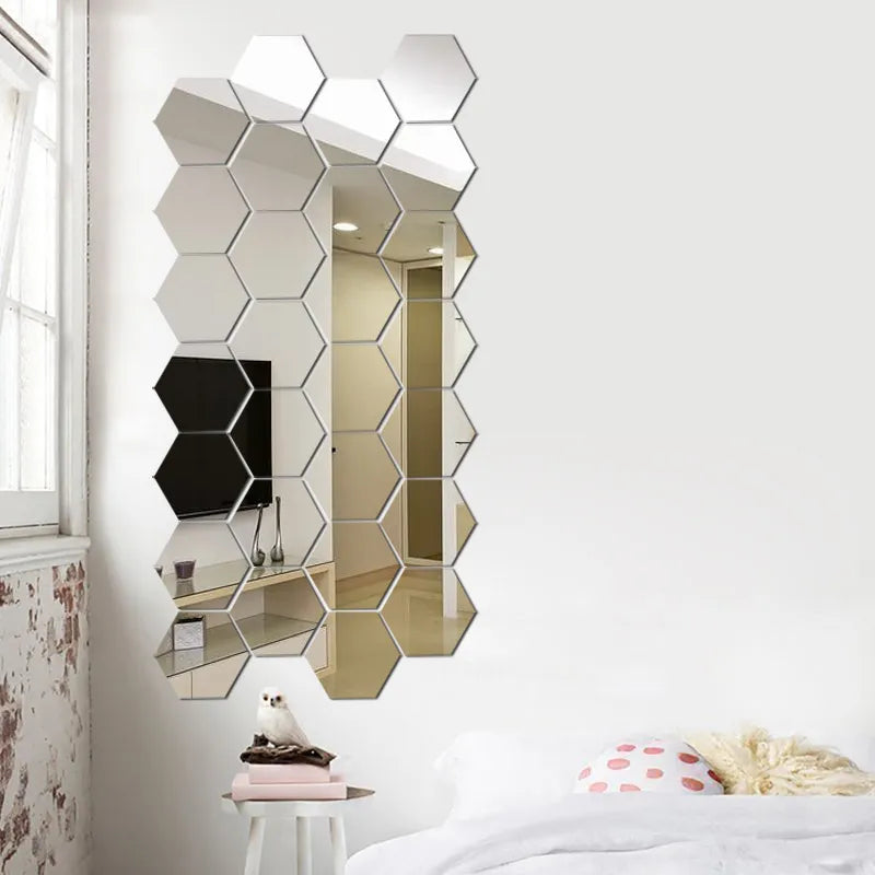 3D Hexagon Mirror Wall Sticker