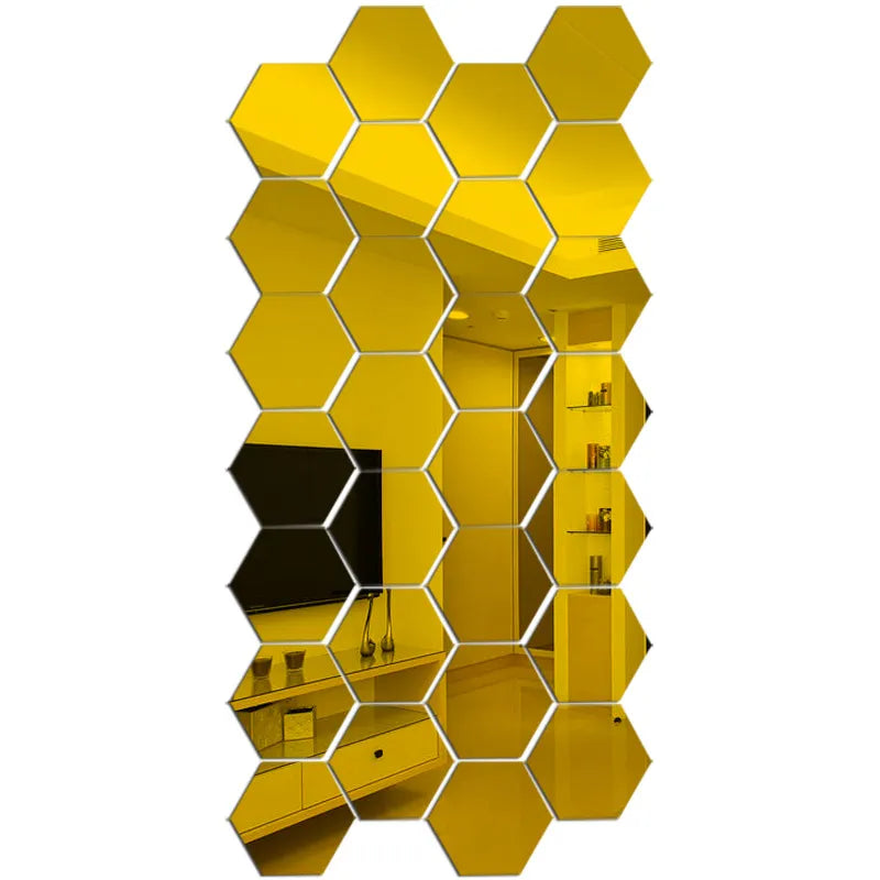 3D Hexagon Mirror Wall Sticker