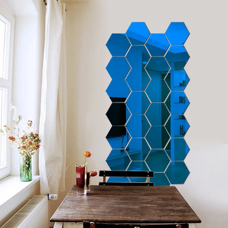 3D Hexagon Mirror Wall Sticker