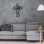 Black Cross Metal Wall Art - God Is Good Decor Sign