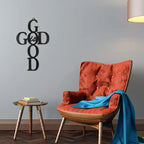 Black Cross Metal Wall Art - God Is Good Decor Sign